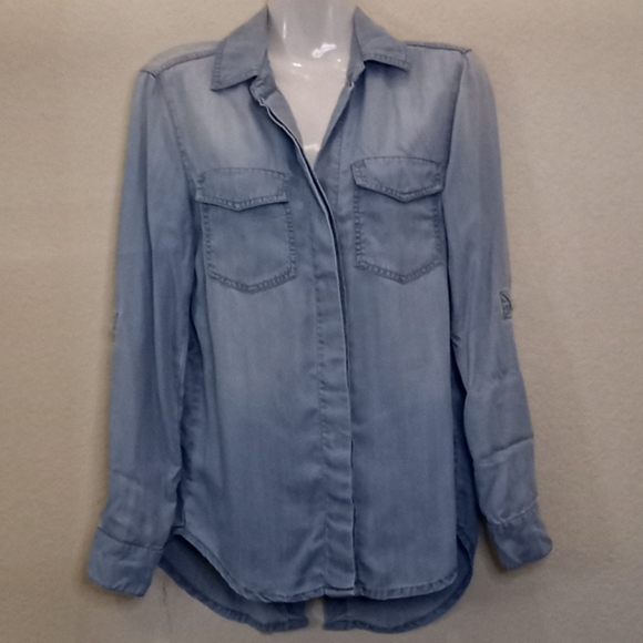 Sam Edelman Chambray Long Sleeved Top - Picture 5 of 14